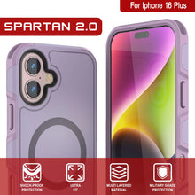 Cargar imagen en el visor de la galería, Funda PunkCase para iPhone 16 Plus, [Serie Spartan 2.0], transparente, resistente y duradera, con protector de pantalla incorporado [lila]
