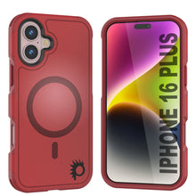 Cargar imagen en el visor de la galería, Funda PunkCase para iPhone 16 Plus, [Serie Spartan 2.0], transparente, resistente y duradera, con protector de pantalla incorporado [rojo]
