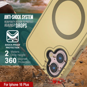 Funda PunkCase para iPhone 16 Plus, [Serie Spartan 2.0], transparente, resistente y duradera, con protector de pantalla incorporado [amarillo]