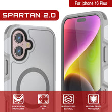 Cargar imagen en el visor de la galería, Funda PunkCase para iPhone 16 Plus, [Serie Spartan 2.0], transparente, resistente y duradera, con protector de pantalla incorporado [blanco]

