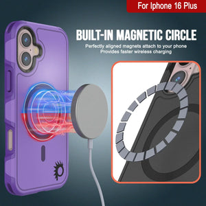 Funda PunkCase para iPhone 16 Plus, [Serie Spartan 2.0], transparente, resistente y duradera, con protector de pantalla incorporado [púrpura]