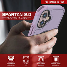 Cargar imagen en el visor de la galería, Funda PunkCase para iPhone 16 Plus, [Serie Spartan 2.0], transparente, resistente y duradera, con protector de pantalla incorporado [lila]
