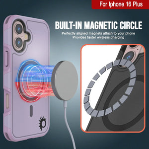 Funda PunkCase para iPhone 16 Plus, [Serie Spartan 2.0], transparente, resistente y duradera, con protector de pantalla incorporado [lila]