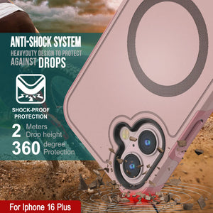 Funda PunkCase para iPhone 16 Plus, [Serie Spartan 2.0], transparente, resistente y duradera, con protector de pantalla incorporado [rosa]