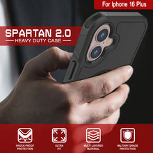 Cargar imagen en el visor de la galería, Funda PunkCase para iPhone 16 Plus, [Serie Spartan 2.0], transparente, resistente y duradera, con protector de pantalla incorporado [negro]
