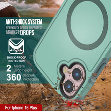 Cargar imagen en el visor de la galería, Funda PunkCase para iPhone 16 Plus, [Serie Spartan 2.0], transparente, resistente y duradera, con protector de pantalla incorporado [verde azulado]
