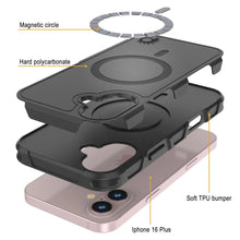 Cargar imagen en el visor de la galería, Funda PunkCase para iPhone 16 Plus, [Serie Spartan 2.0], transparente, resistente y duradera, con protector de pantalla incorporado [negro]
