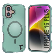 Cargar imagen en el visor de la galería, Funda PunkCase para iPhone 16 Plus, [Serie Spartan 2.0], transparente, resistente y duradera, con protector de pantalla incorporado [verde azulado]
