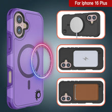 Cargar imagen en el visor de la galería, Funda PunkCase para iPhone 16 Plus, [Serie Spartan 2.0], transparente, resistente y duradera, con protector de pantalla incorporado [púrpura]
