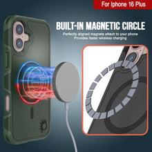 Cargar imagen en el visor de la galería, Funda PunkCase para iPhone 16 Plus, [Serie Spartan 2.0], transparente, resistente y duradera, con protector de pantalla incorporado [verde oscuro]
