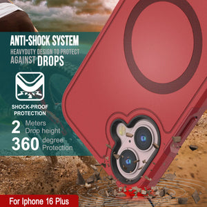 Funda PunkCase para iPhone 16 Plus, [Serie Spartan 2.0], transparente, resistente y duradera, con protector de pantalla incorporado [rojo]