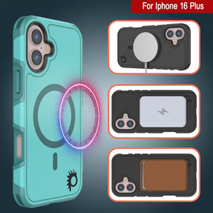Funda PunkCase para iPhone 16 Plus, [Serie Spartan 2.0], transparente, resistente y duradera, con protector de pantalla incorporado [azul]