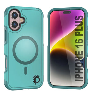 Funda PunkCase para iPhone 16 Plus, [Serie Spartan 2.0], transparente, resistente y duradera, con protector de pantalla incorporado [azul]