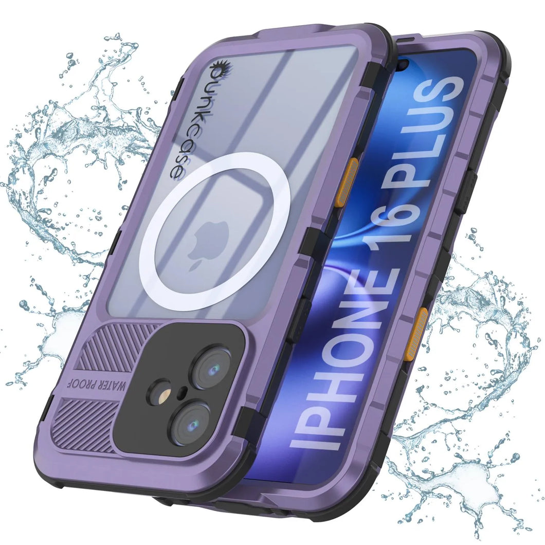 Estuche impermeable de aluminio Metal Extreme 2.0 Series para iPhone 16 Plus con protección IP68 y protector de pantalla incorporado [púrpura]