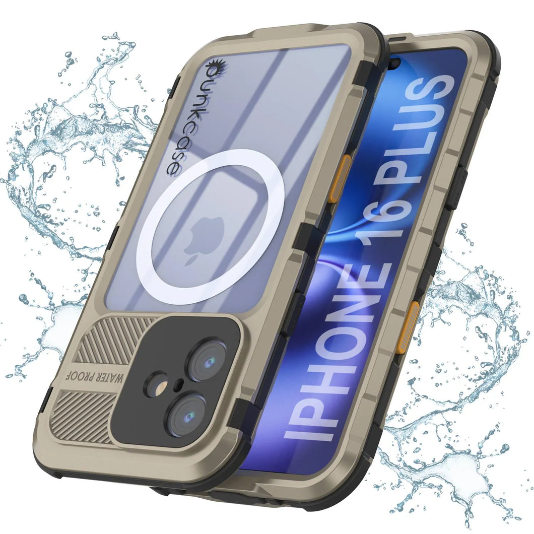 Estuche impermeable de aluminio Metal Extreme 2.0 Series para iPhone 16 Plus con protección IP68 y protector de pantalla incorporado [dorado]