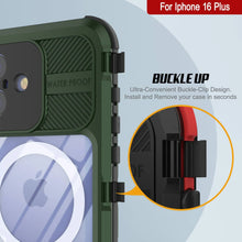 Load image into Gallery viewer, Estuche impermeable de aluminio Metal Extreme 2.0 Series para iPhone 16 Plus con protección IP68 y protector de pantalla incorporado [verde oscuro]

