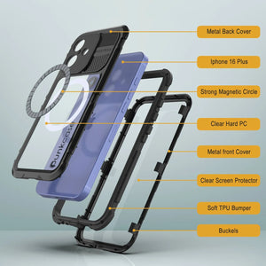 Funda impermeable de aluminio Metal Extreme 2.0 Series para iPhone 16 Plus con protección IP68 y protector de pantalla incorporado [negro]