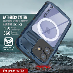 Funda impermeable de aluminio Metal Extreme 2.0 Series para iPhone 16 Plus con protección IP68 y protector de pantalla incorporado [azul]