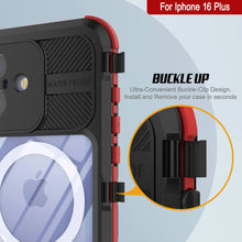 Load image into Gallery viewer, Estuche impermeable de aluminio Metal Extreme 2.0 Series para iPhone 16 Plus con protección IP68 y protector de pantalla incorporado [negro y rojo]
