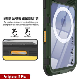 Estuche impermeable de aluminio Metal Extreme 2.0 Series para iPhone 16 Plus con protección IP68 y protector de pantalla incorporado [verde oscuro]