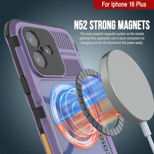 Estuche impermeable de aluminio Metal Extreme 2.0 Series para iPhone 16 Plus con protección IP68 y protector de pantalla incorporado [púrpura]