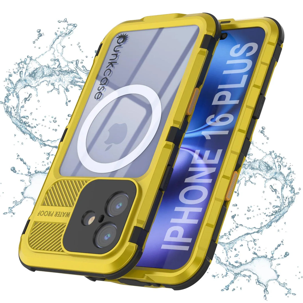 Estuche impermeable de aluminio Metal Extreme 2.0 Series para iPhone 16 Plus con protección IP68 y protector de pantalla incorporado [amarillo]