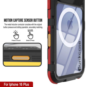 Estuche impermeable de aluminio Metal Extreme 2.0 Series para iPhone 16 Plus con protección IP68 y protector de pantalla incorporado [negro y rojo]