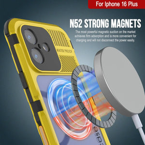 Estuche impermeable de aluminio Metal Extreme 2.0 Series para iPhone 16 Plus con protección IP68 y protector de pantalla incorporado [amarillo]