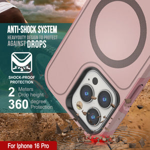 Funda PunkCase para iPhone 16 Pro, [Serie Spartan 2.0], transparente, resistente y duradera, con protector de pantalla incorporado [rosa]