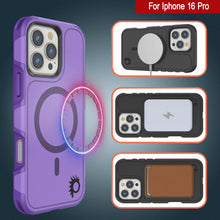 Cargar imagen en el visor de la galería, Funda PunkCase para iPhone 16 Pro, [Serie Spartan 2.0], transparente, resistente y duradera, con protector de pantalla incorporado [púrpura]
