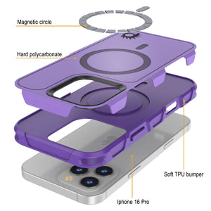 Funda PunkCase para iPhone 16 Pro, [Serie Spartan 2.0], transparente, resistente y duradera, con protector de pantalla incorporado [púrpura]