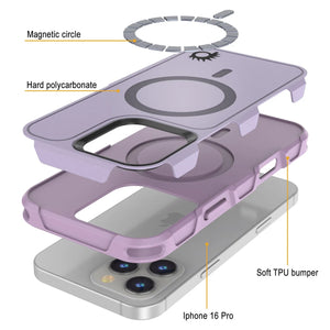 Funda PunkCase para iPhone 16 Pro, [Serie Spartan 2.0], transparente, resistente y duradera, con protector de pantalla incorporado [lila]