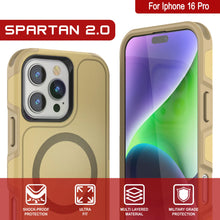 Cargar imagen en el visor de la galería, Funda PunkCase para iPhone 16 Pro, [Serie Spartan 2.0], transparente, resistente y duradera, con protector de pantalla incorporado [amarillo]
