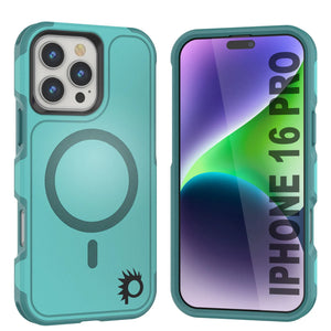 Funda PunkCase para iPhone 16 Pro, [Serie Spartan 2.0], transparente, resistente y duradera, con protector de pantalla incorporado [azul]