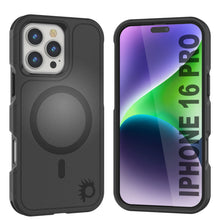 Cargar imagen en el visor de la galería, Funda PunkCase para iPhone 16 Pro, [Serie Spartan 2.0], transparente, resistente y duradera, con protector de pantalla incorporado [negro]
