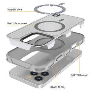 Funda PunkCase para iPhone 16 Pro, [Serie Spartan 2.0], transparente, resistente y duradera, con protector de pantalla incorporado [blanco]