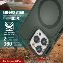 Cargar imagen en el visor de la galería, Funda PunkCase para iPhone 16 Pro, [Serie Spartan 2.0], transparente, resistente y duradera, con protector de pantalla incorporado [verde oscuro]
