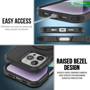 Funda PunkCase para iPhone 16 Pro, [Serie Spartan 2.0], transparente, resistente y duradera, con protector de pantalla incorporado [negro]