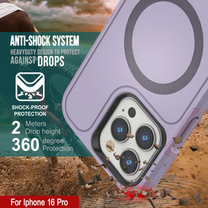 Funda PunkCase para iPhone 16 Pro, [Serie Spartan 2.0], transparente, resistente y duradera, con protector de pantalla incorporado [lila]