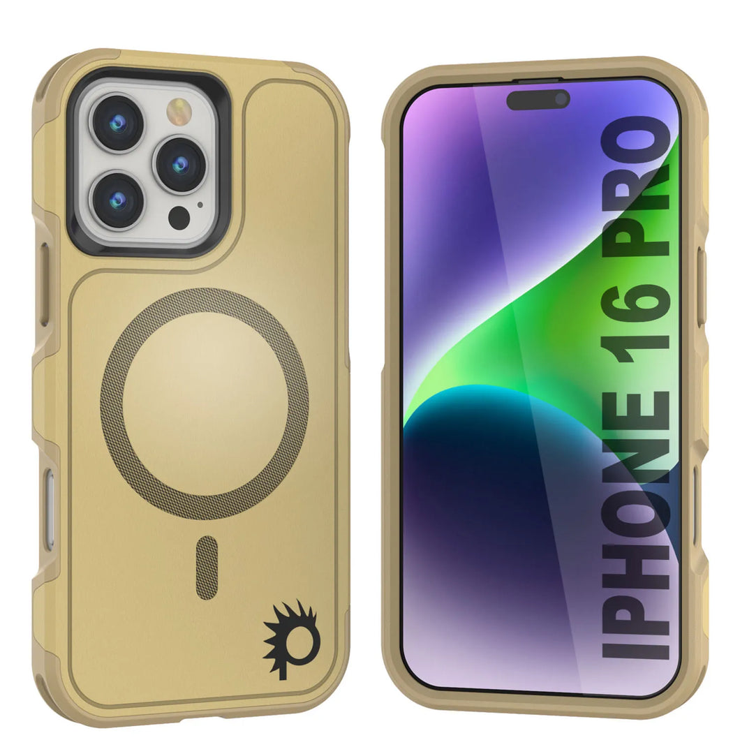 Funda PunkCase para iPhone 16 Pro, [Serie Spartan 2.0], transparente, resistente y duradera, con protector de pantalla incorporado [amarillo]