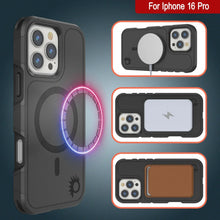 Cargar imagen en el visor de la galería, Funda PunkCase para iPhone 16 Pro, [Serie Spartan 2.0], transparente, resistente y duradera, con protector de pantalla incorporado [negro]
