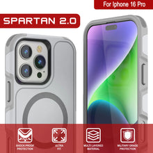 Cargar imagen en el visor de la galería, Funda PunkCase para iPhone 16 Pro, [Serie Spartan 2.0], transparente, resistente y duradera, con protector de pantalla incorporado [blanco]
