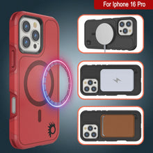 Cargar imagen en el visor de la galería, Funda PunkCase para iPhone 16 Pro, [Serie Spartan 2.0], transparente, resistente y duradera, con protector de pantalla incorporado [rojo]
