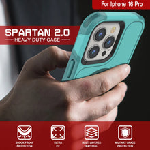 Cargar imagen en el visor de la galería, Funda PunkCase para iPhone 16 Pro, [Serie Spartan 2.0], transparente, resistente y duradera, con protector de pantalla incorporado [azul]
