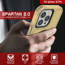 Cargar imagen en el visor de la galería, Funda PunkCase para iPhone 16 Pro, [Serie Spartan 2.0], transparente, resistente y duradera, con protector de pantalla incorporado [amarillo]
