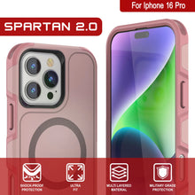 Cargar imagen en el visor de la galería, Funda PunkCase para iPhone 16 Pro, [Serie Spartan 2.0], transparente, resistente y duradera, con protector de pantalla incorporado [rosa]
