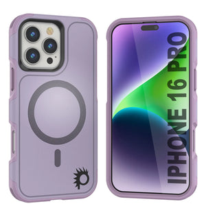 Funda PunkCase para iPhone 16 Pro, [Serie Spartan 2.0], transparente, resistente y duradera, con protector de pantalla incorporado [lila]
