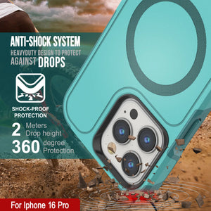 Funda PunkCase para iPhone 16 Pro, [Serie Spartan 2.0], transparente, resistente y duradera, con protector de pantalla incorporado [azul]