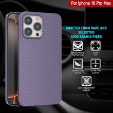 Cargar imagen en el visor de la galería, Funda Punkcase de fibra de carbono para iPhone 16 Pro Max [Serie AramidShield], ultradelgada y ligera, de Kevlar [lila]
