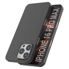 Cargar imagen en el visor de la galería, Funda Punkcase de fibra de carbono para iPhone 16 Pro Max [Serie AramidShield], ultradelgada y ligera, de Kevlar [negra]
